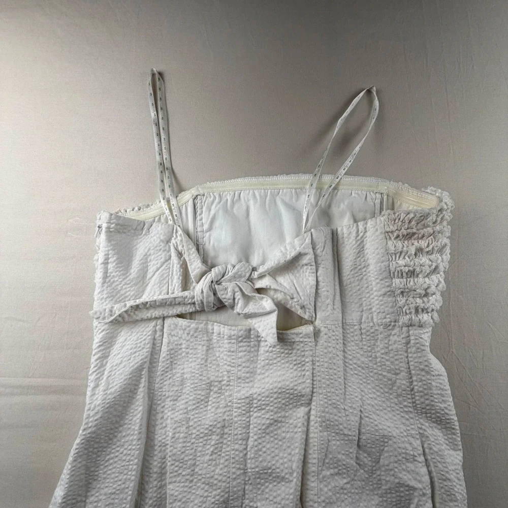 Lilly Pulitzer White Seersucker Strapless Bow Dress Womens size 2 Ruffle‎ 0182 - Picture 5 of 7
